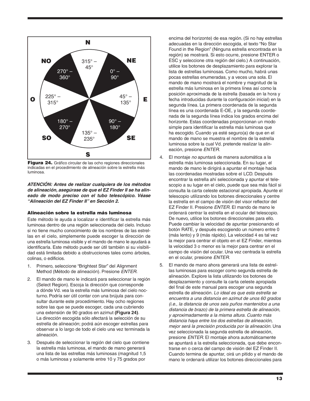 Orion #8948 XT8G, #8952 XT12G, #8949 XT10G manual SO 235SE, Alineación sobre la estrella más luminosa 