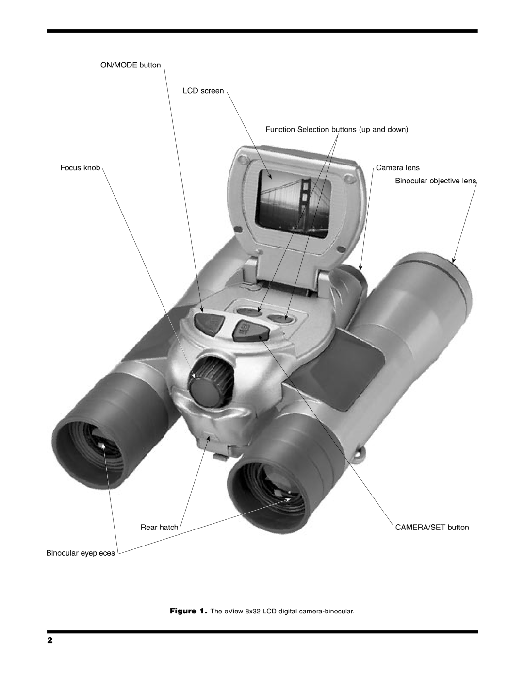 Orion 8x32 LCD instruction manual ON/MODE button 