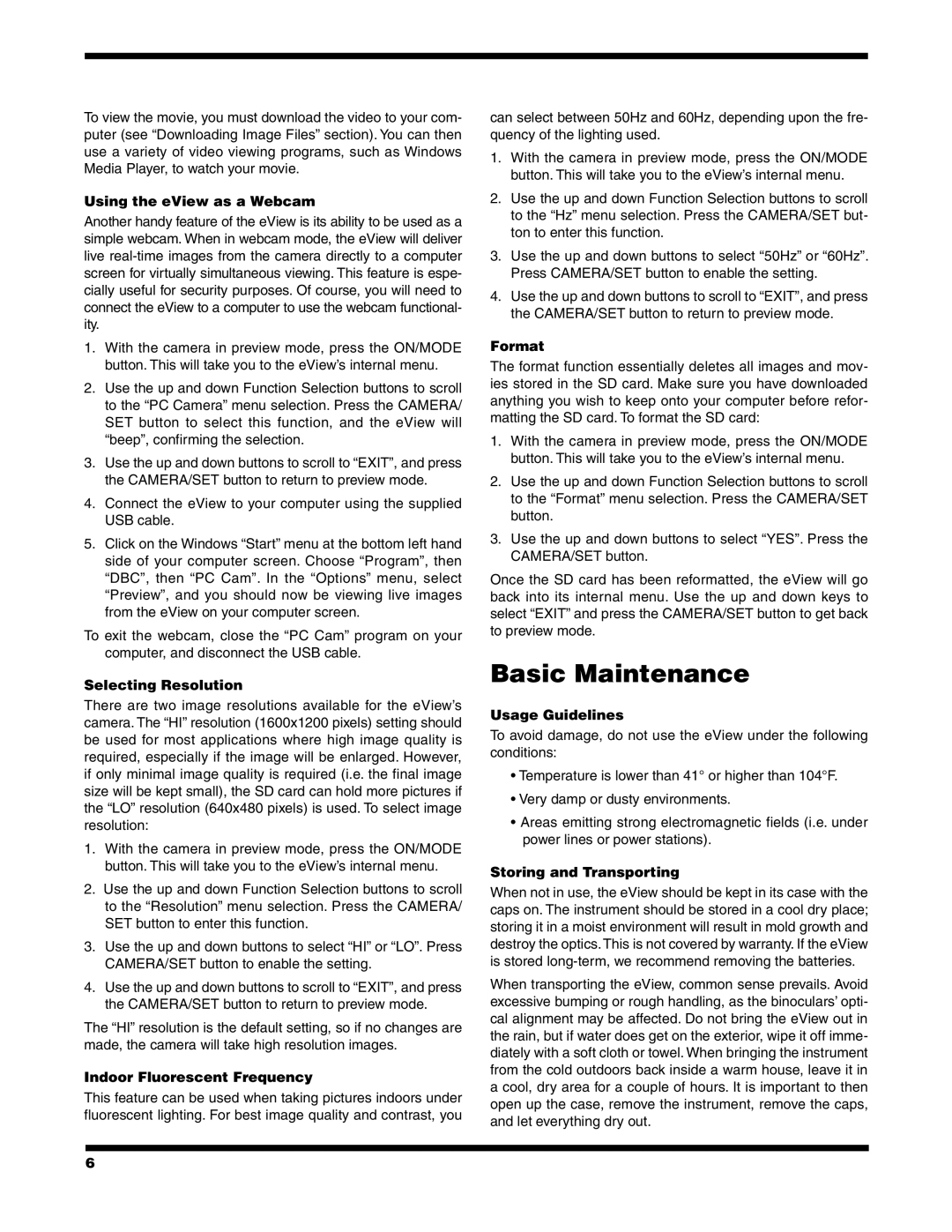 Orion 8x32 LCD instruction manual Basic Maintenance 