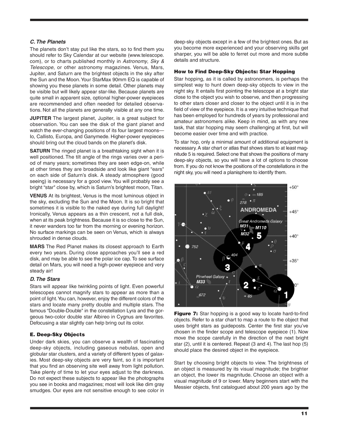 Orion 90 EQ instruction manual How to Find Deep-Sky Objects Star Hopping 