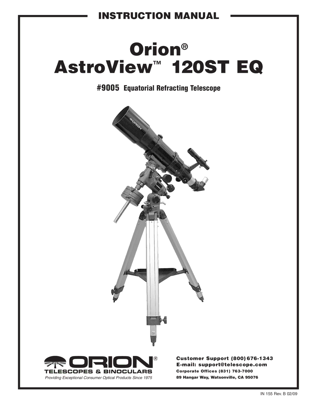 Orion 120ST EQ, 9005 instruction manual Orion 