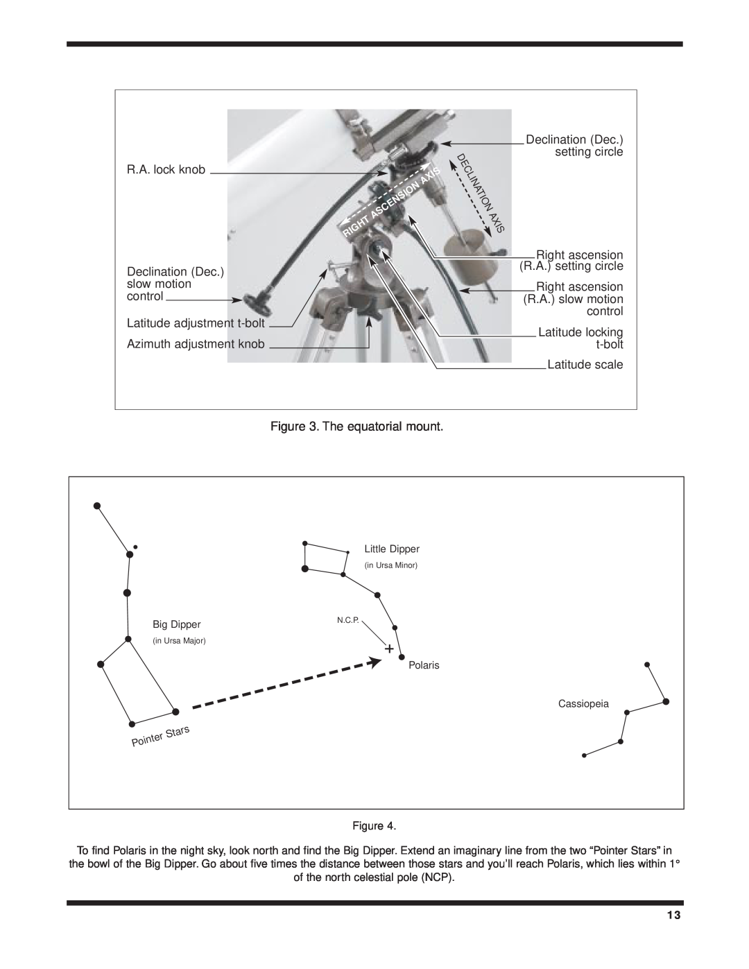 Orion 9086, 9025, 9024 instruction manual Axisdeclination Axis, The equatorial mount 