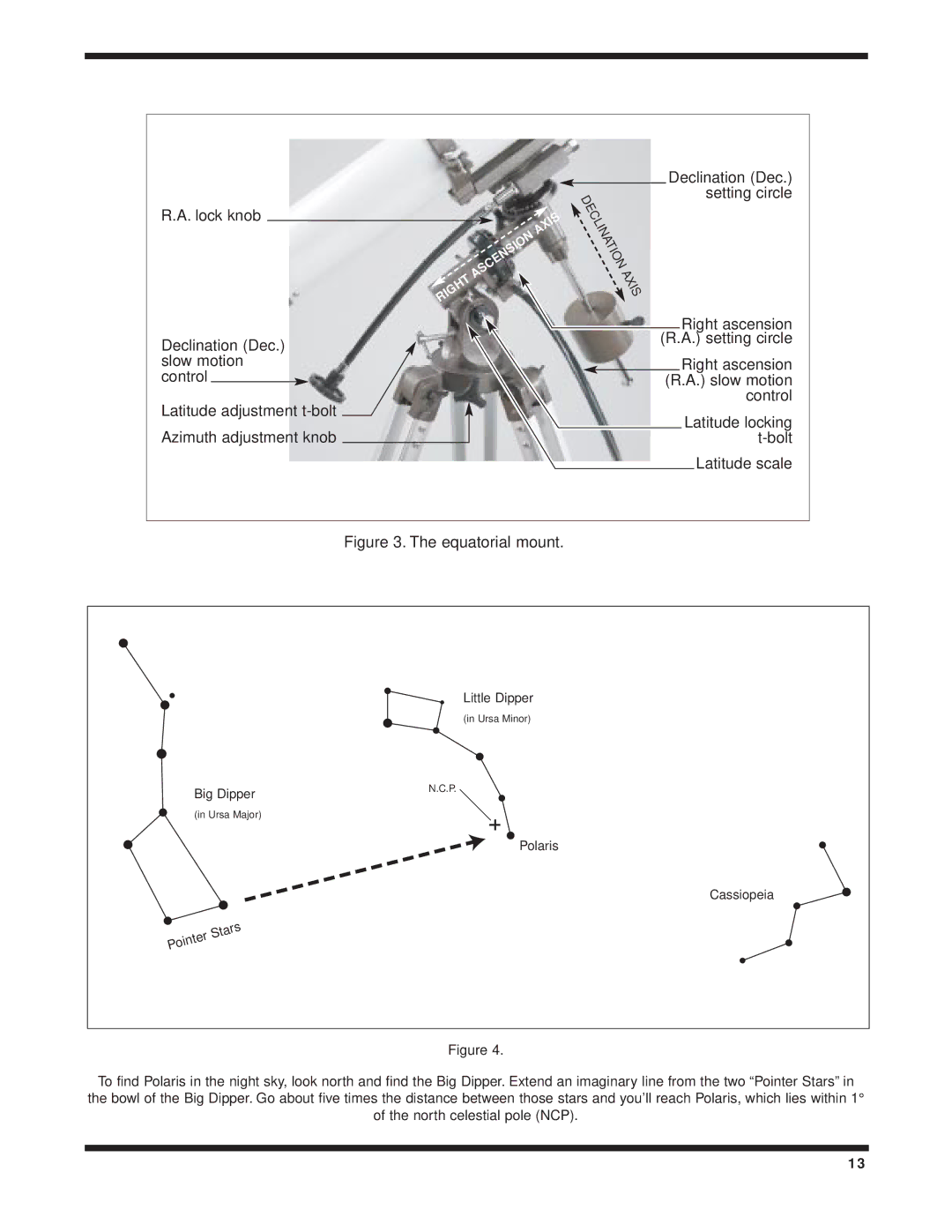 Orion 9086, 9025, 9024 instruction manual Axisdeclination 