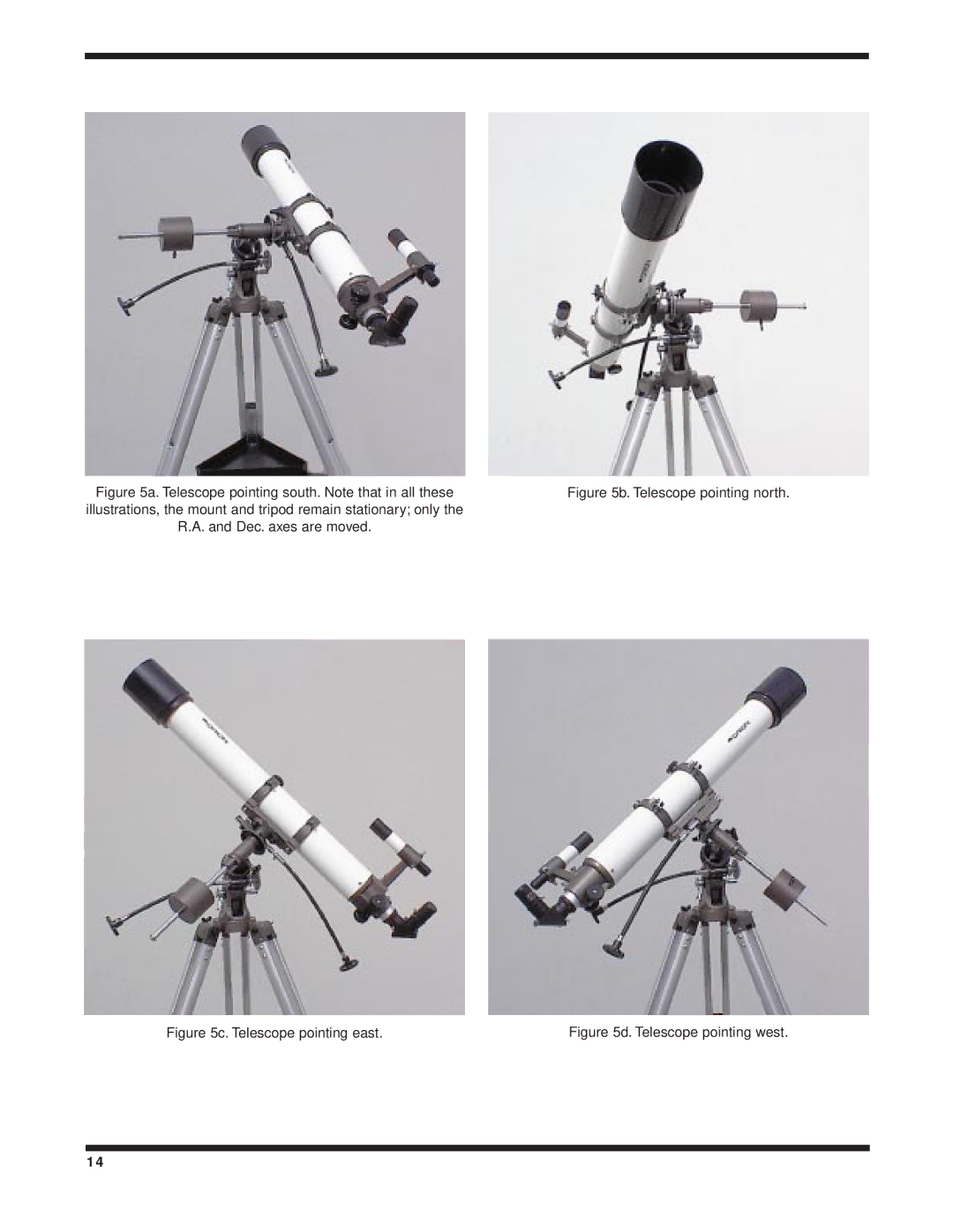 Orion 9024, 9025, 9086 instruction manual Telescope pointing north 