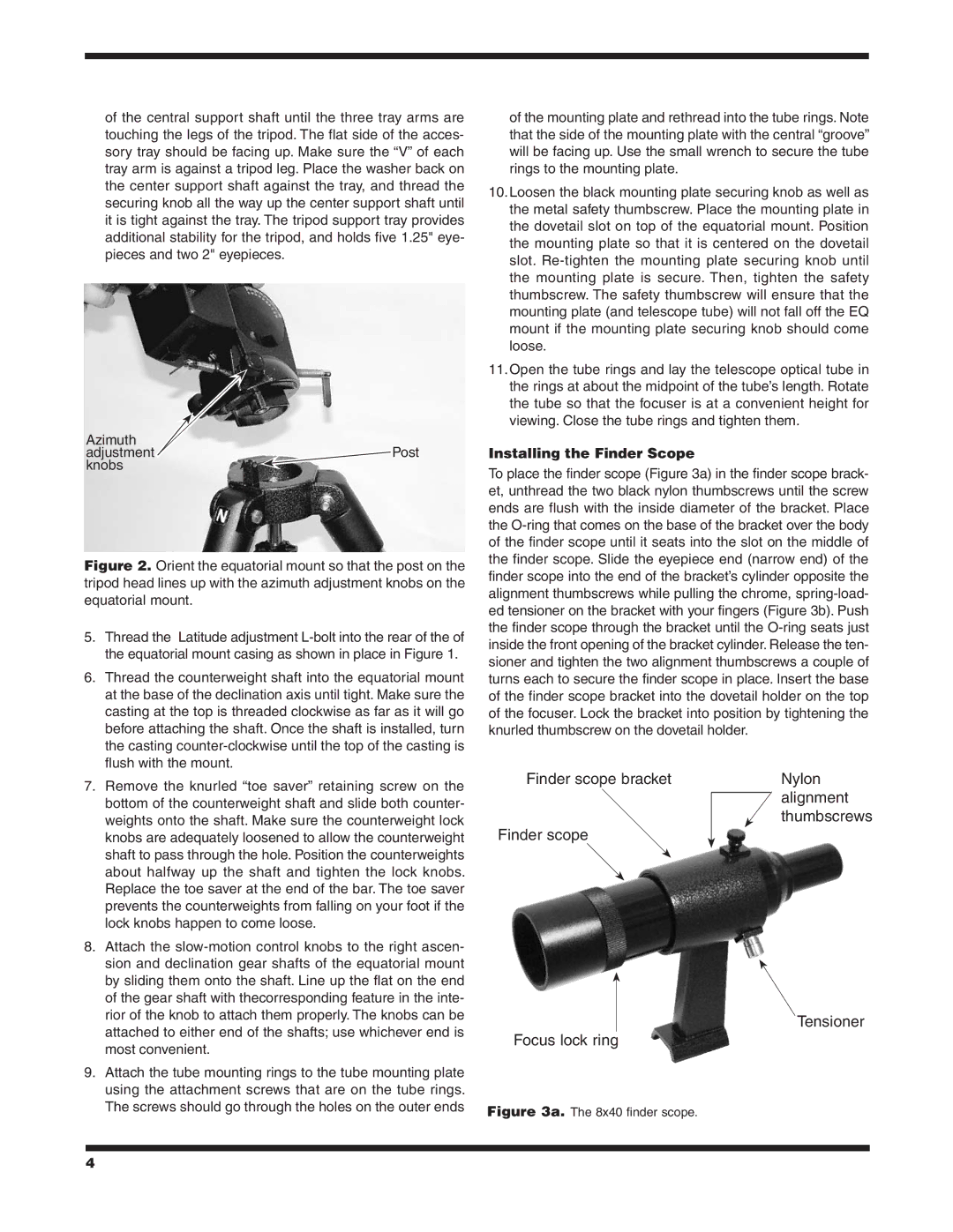 Orion 9738 instruction manual Knobs, Installing the Finder Scope 