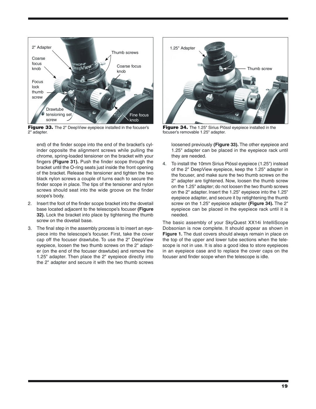 Orion 9791 instruction manual knob, Coarse focus 