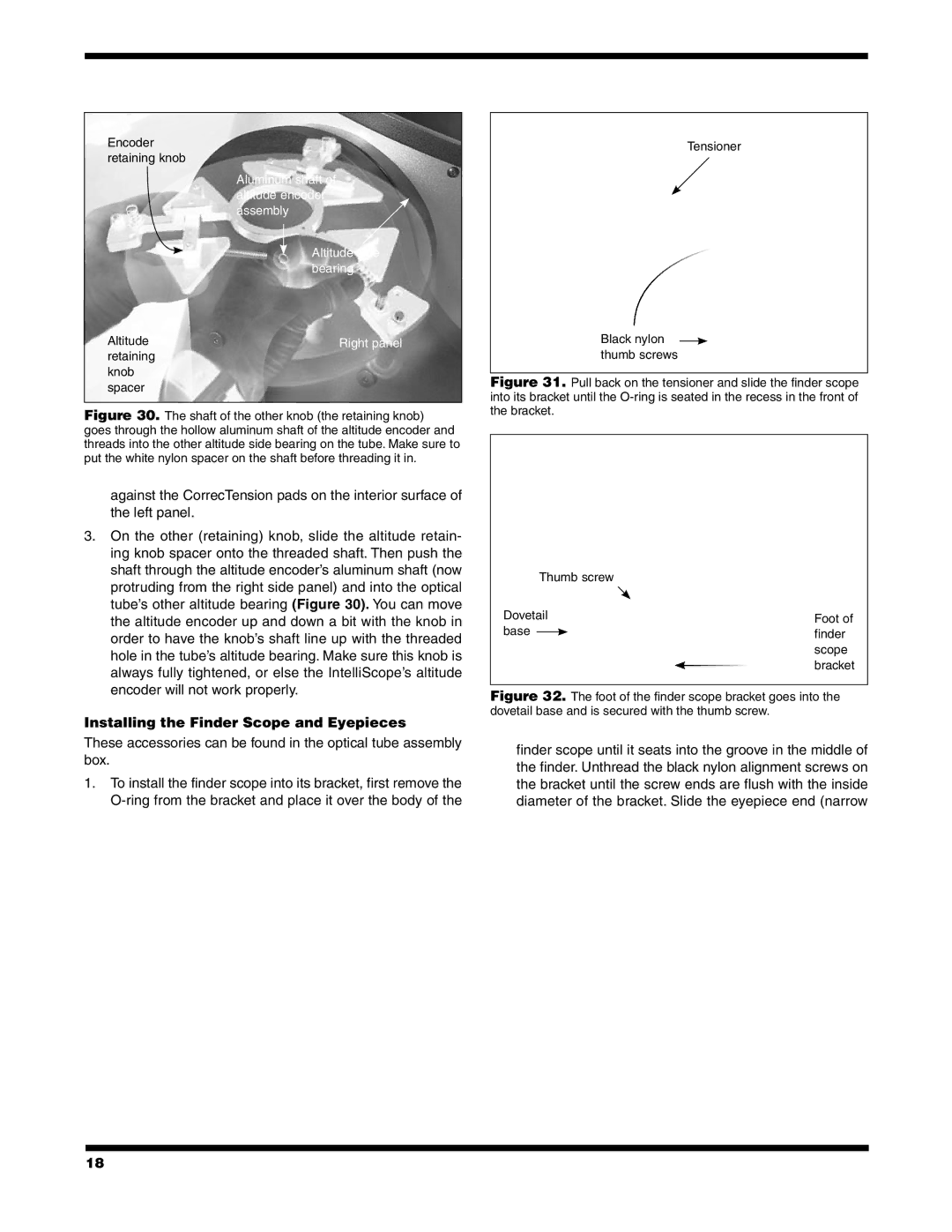 Orion 9791 instruction manual Installing the Finder Scope and Eyepieces 