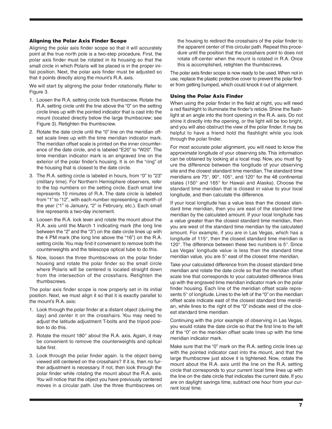 Orion 9822 instruction manual Aligning the Polar Axis Finder Scope, Using the Polar Axis Finder 