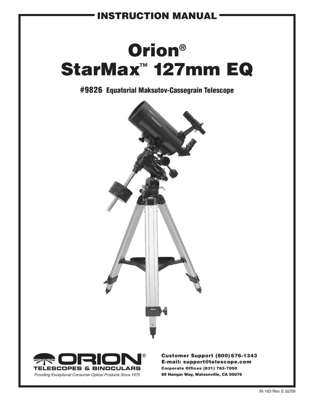 Orion 9826 instruction manual Orion StarMax 127mm EQ 