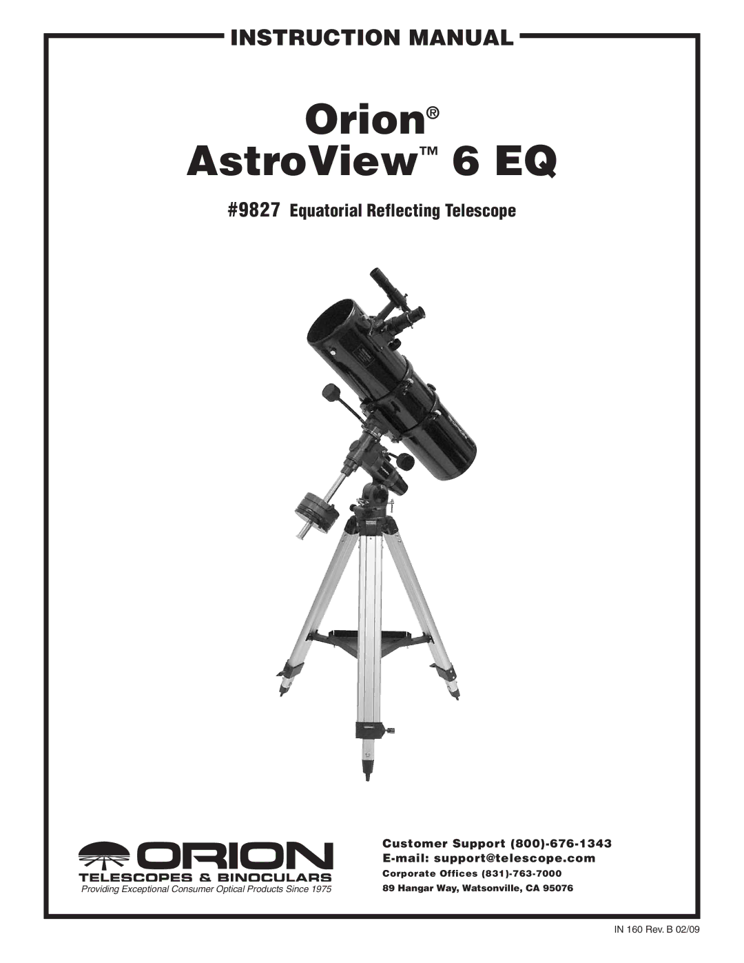 Orion 9827 instruction manual Orion AstroView 6 EQ 