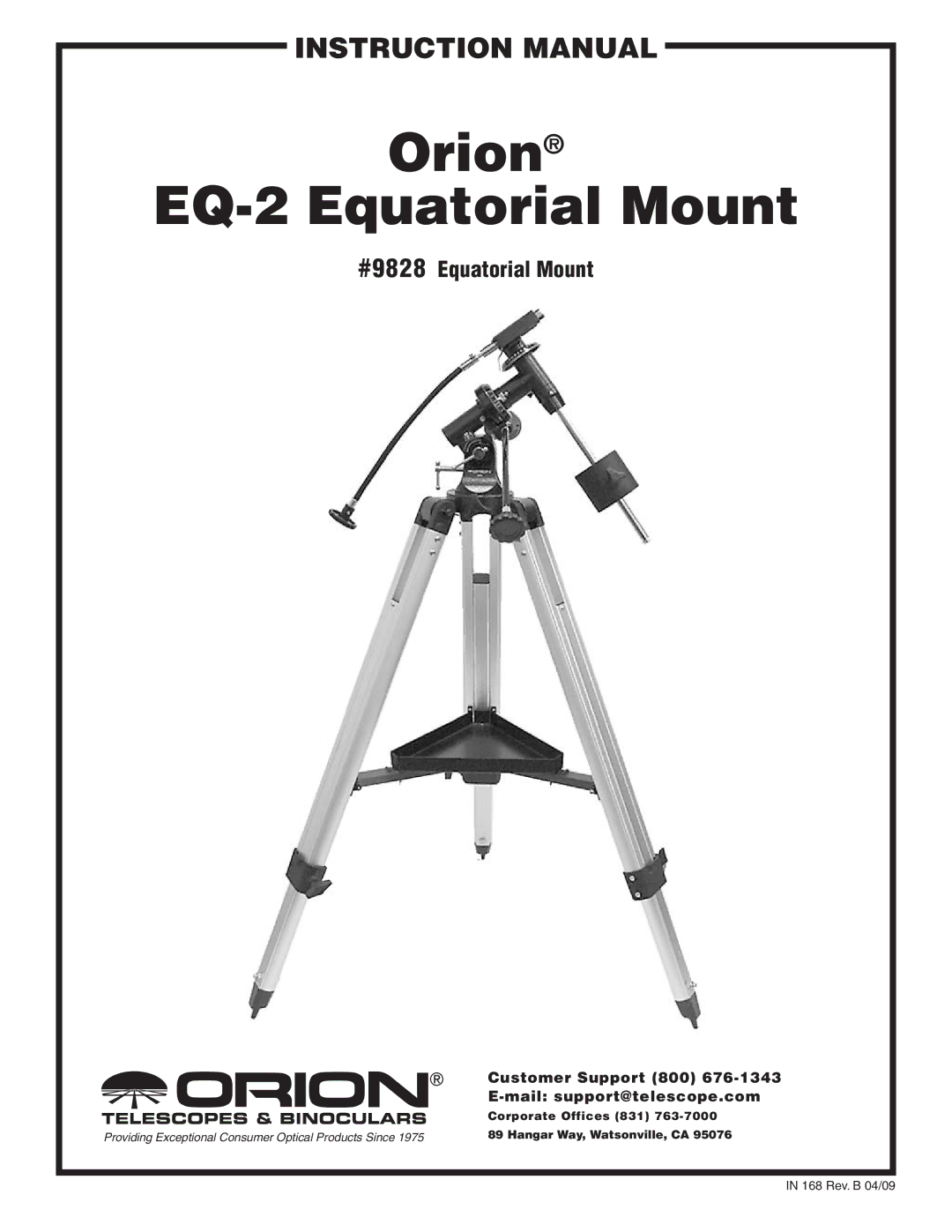 Orion 9828 instruction manual Orion EQ-2 Equatorial Mount 