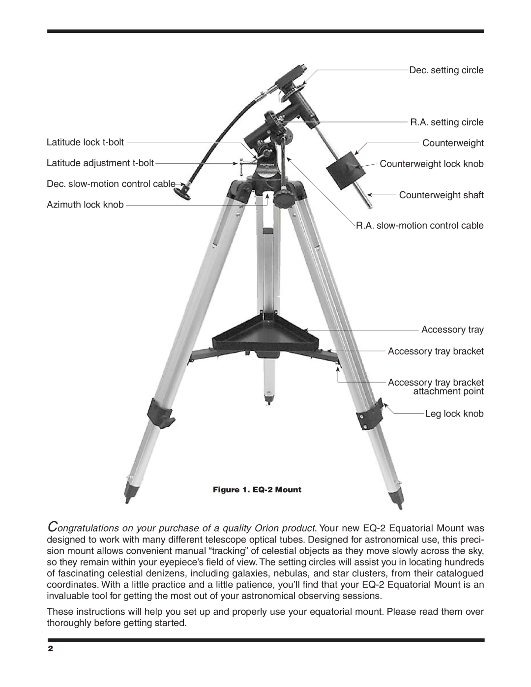 Orion 9828 instruction manual EQ-2 Mount 