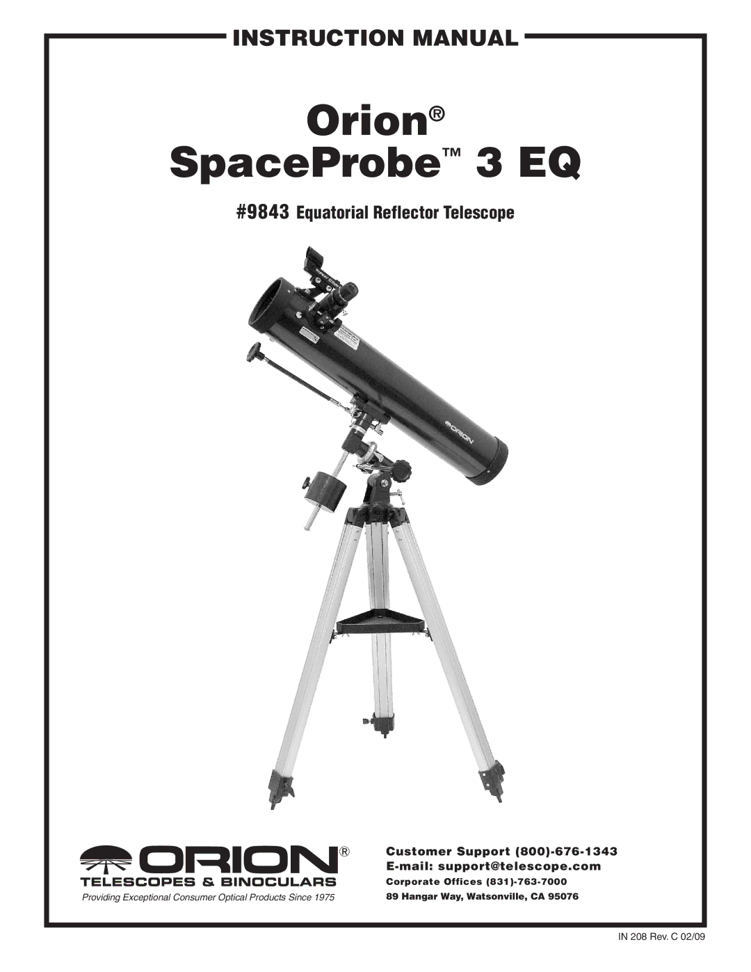 Orion 9843 instruction manual Orion SpaceProbe 3 EQ 