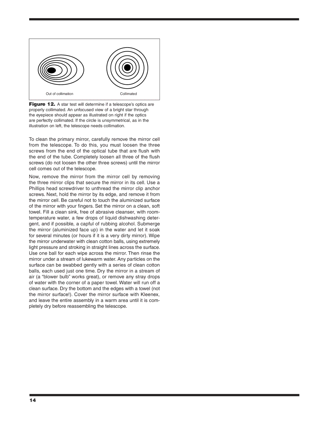 Orion 9843 instruction manual Out of collimation Collimated 