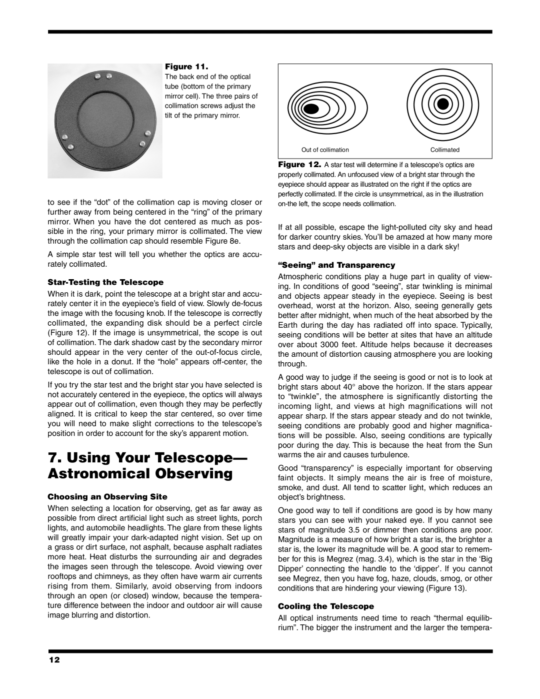 Orion 9851 Using Your Telescope- Astronomical Observing, Star-Testing the Telescope, Choosing an Observing Site 