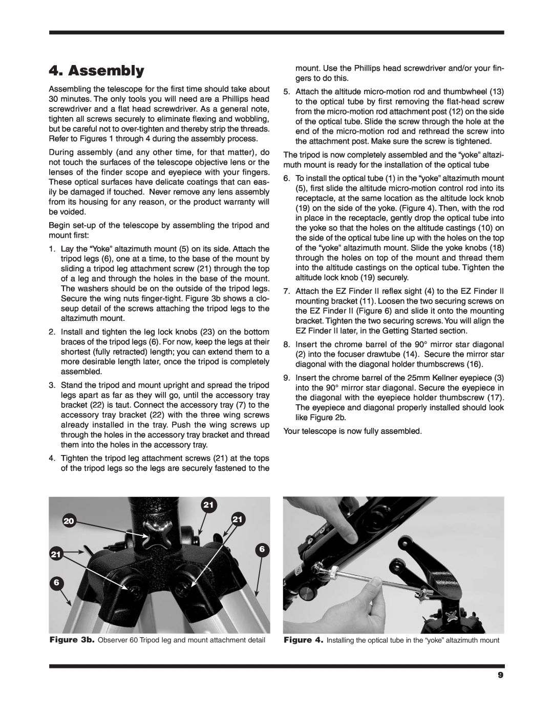Orion 9854 instruction manual Assembly 
