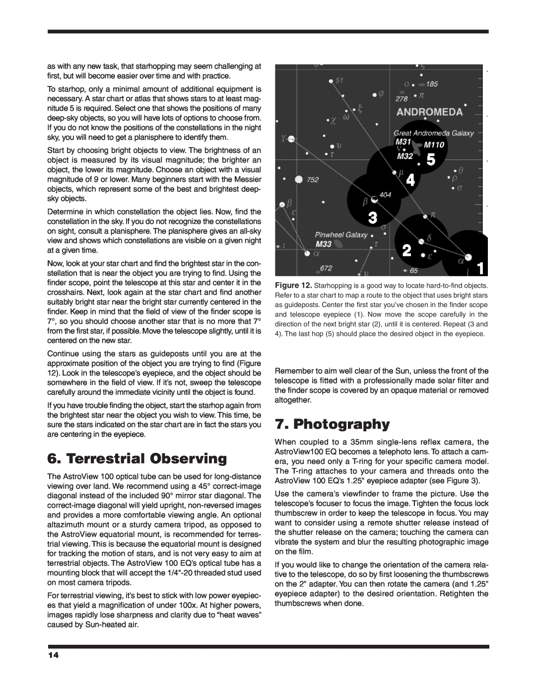 Orion 9862 instruction manual Terrestrial Observing, Photography 