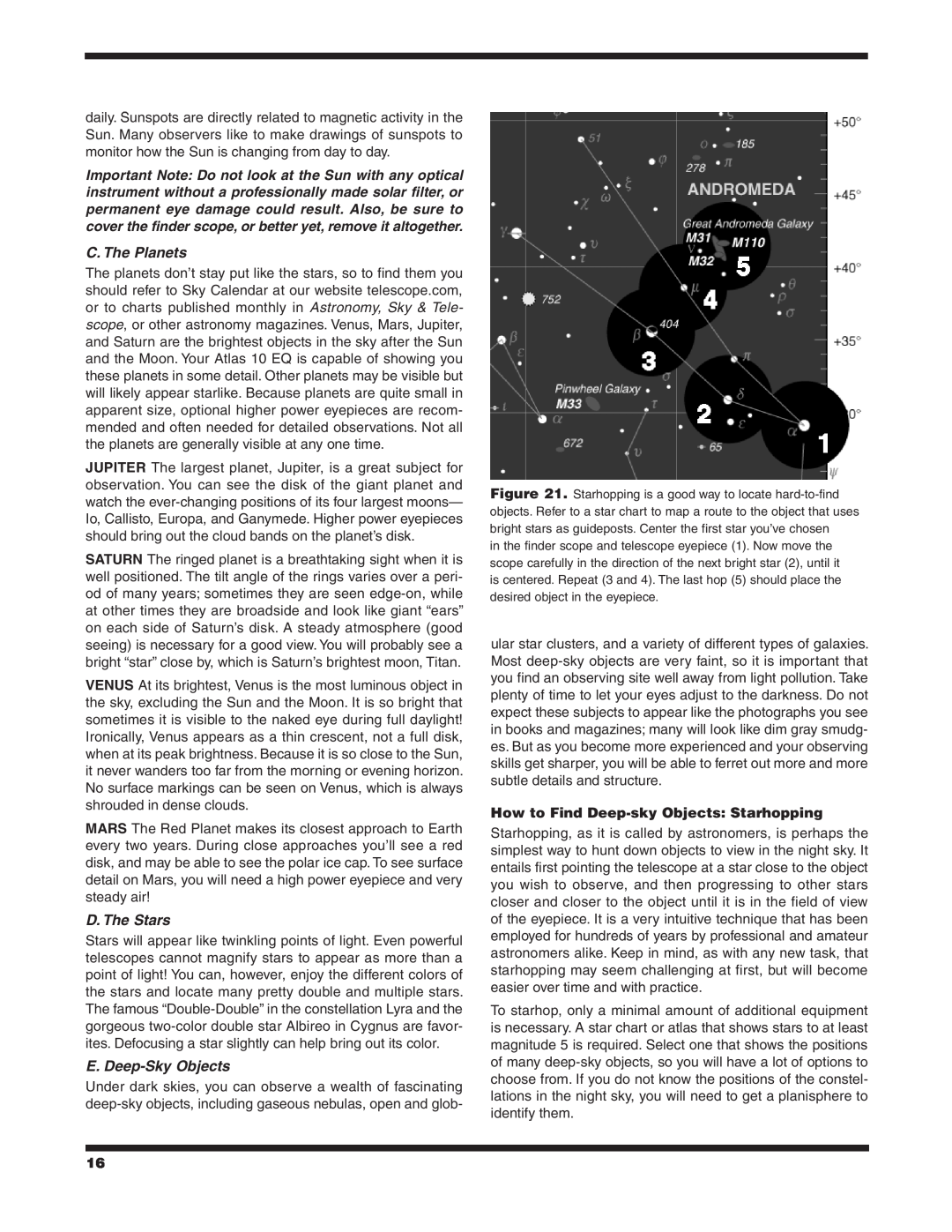 Orion 9874 instruction manual C. The Planets, D. The Stars, E. Deep-Sky Objects, How to Find Deep-sky Objects Starhopping 
