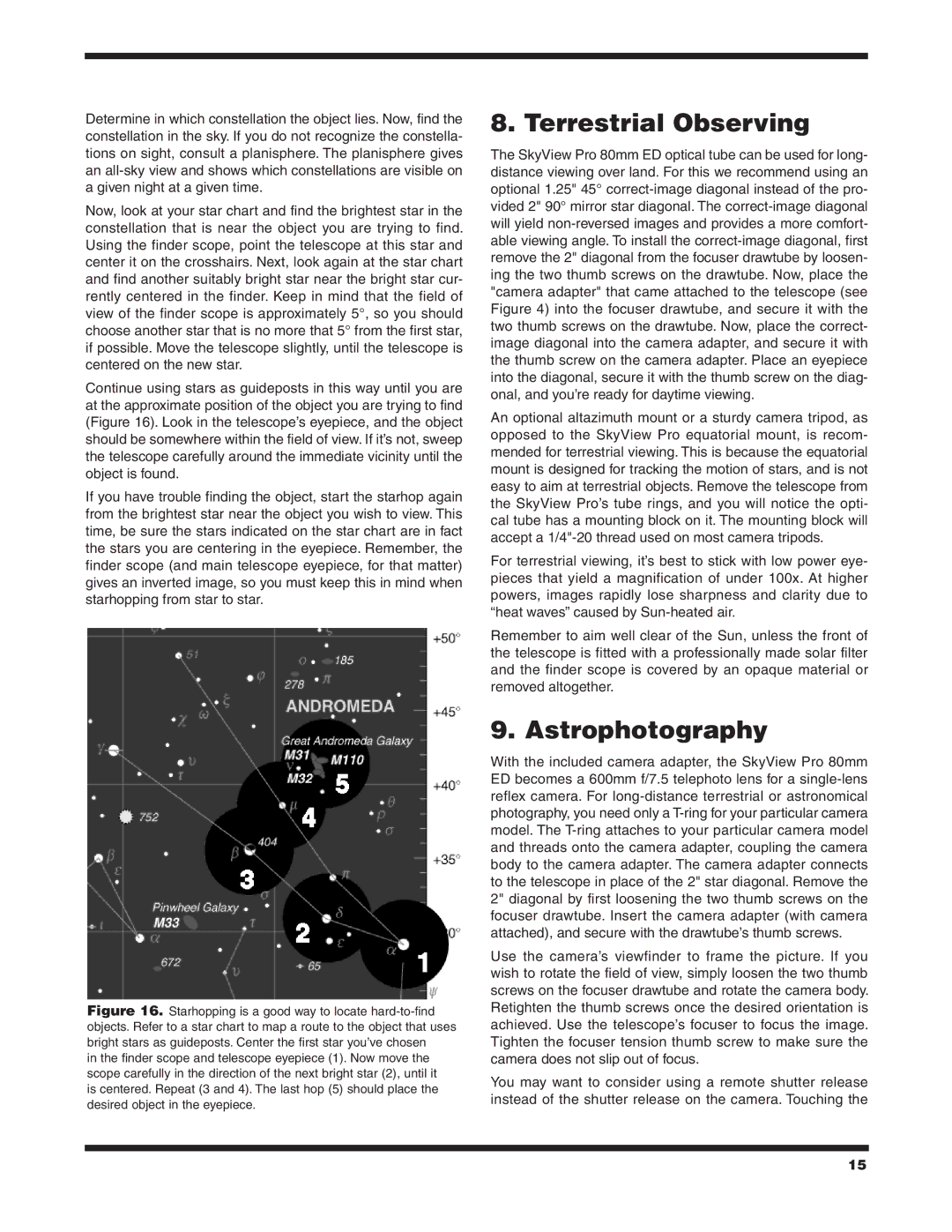 Orion 9884 instruction manual Terrestrial Observing, Astrophotography 