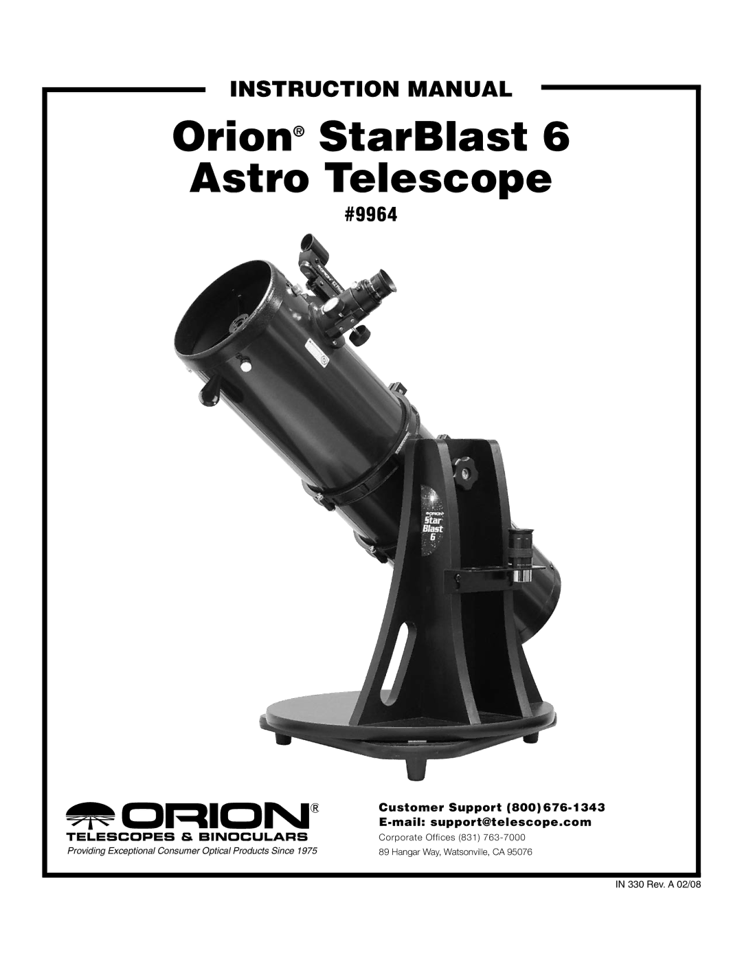 Orion 9964 instruction manual Orion StarBlast Astro Telescope 