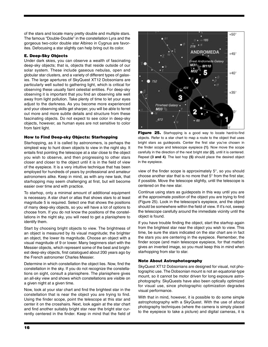 Orion 9966 instruction manual E. Deep-Sky Objects, How to Find Deep-sky Objects Starhopping, Note About Astrophotography 