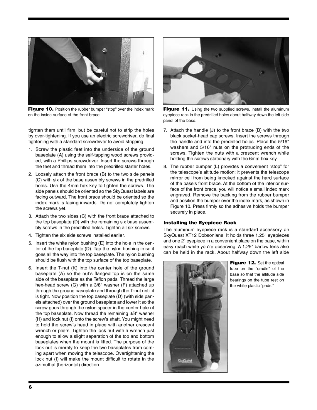 Orion 9966 instruction manual Tighten the six side screws installed earlier, Installing the Eyepiece Rack 