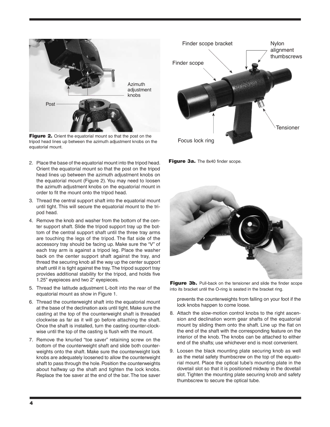 Orion 9968 instruction manual Finder scope bracket 