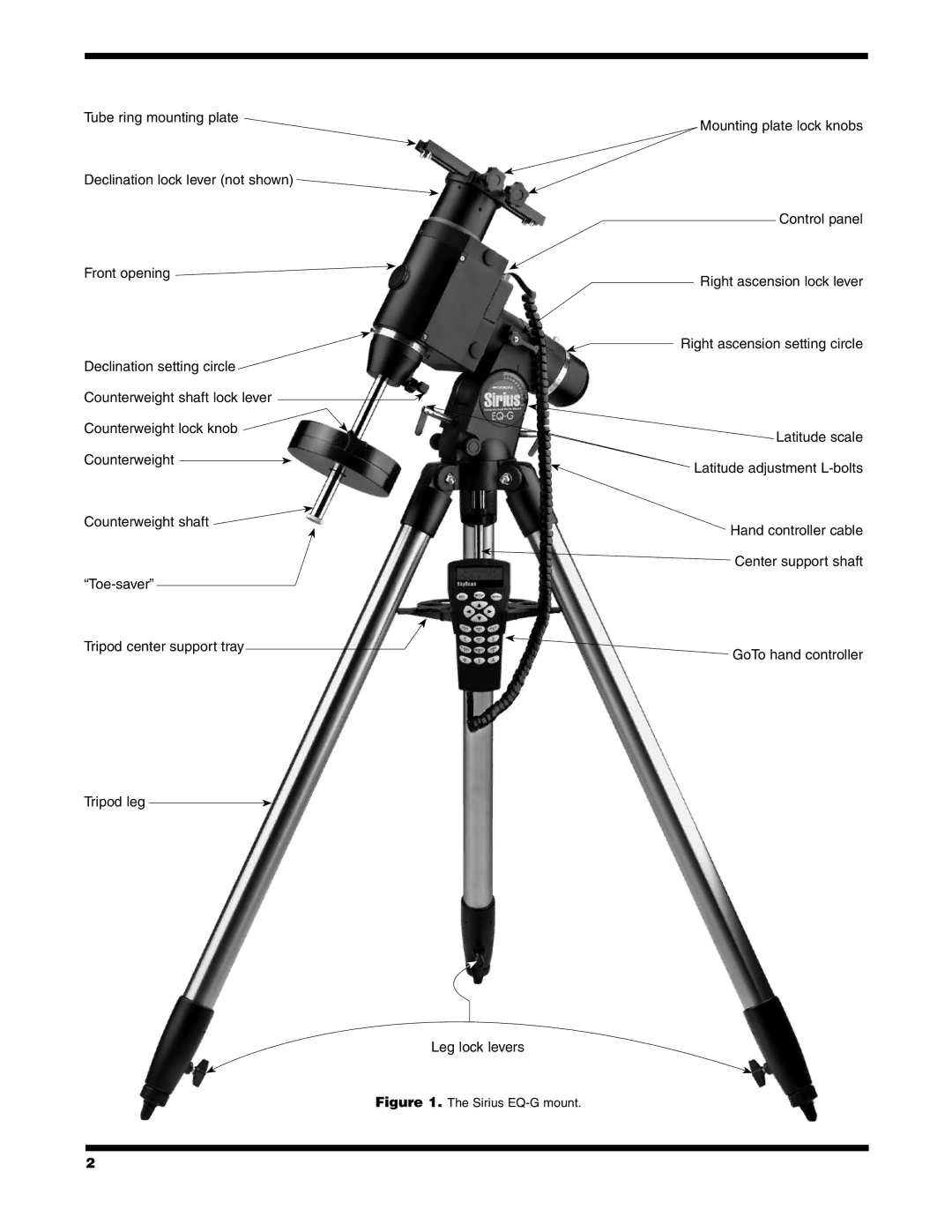 Orion 9995 instruction manual Sirius EQ-G mount 