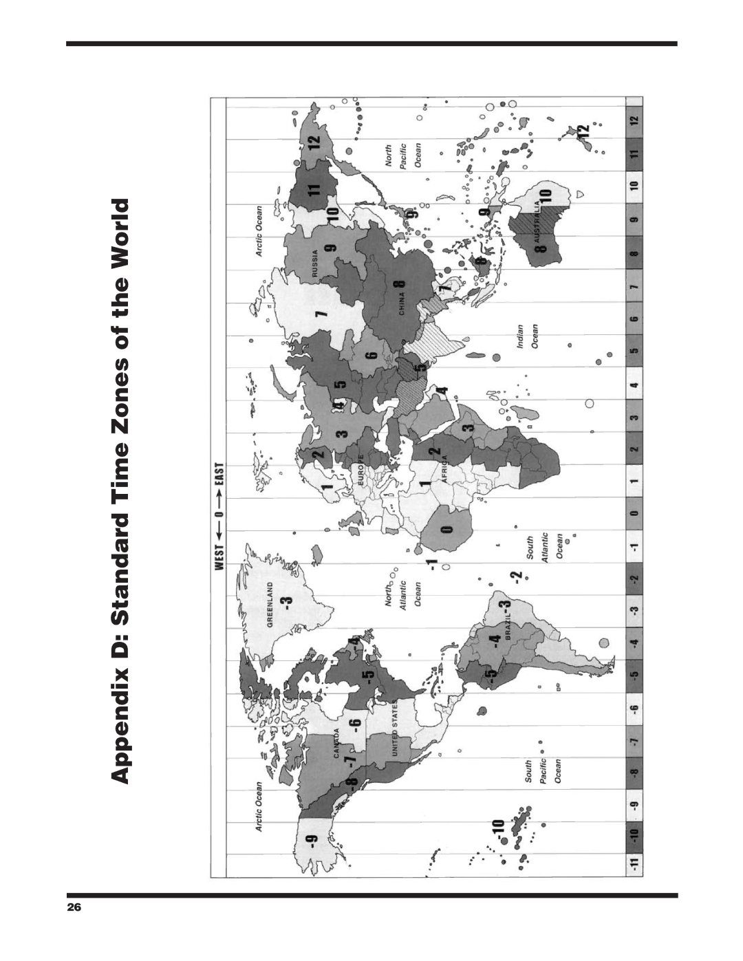 Orion 9995 instruction manual Appendix D Standard Time Zones of the World 