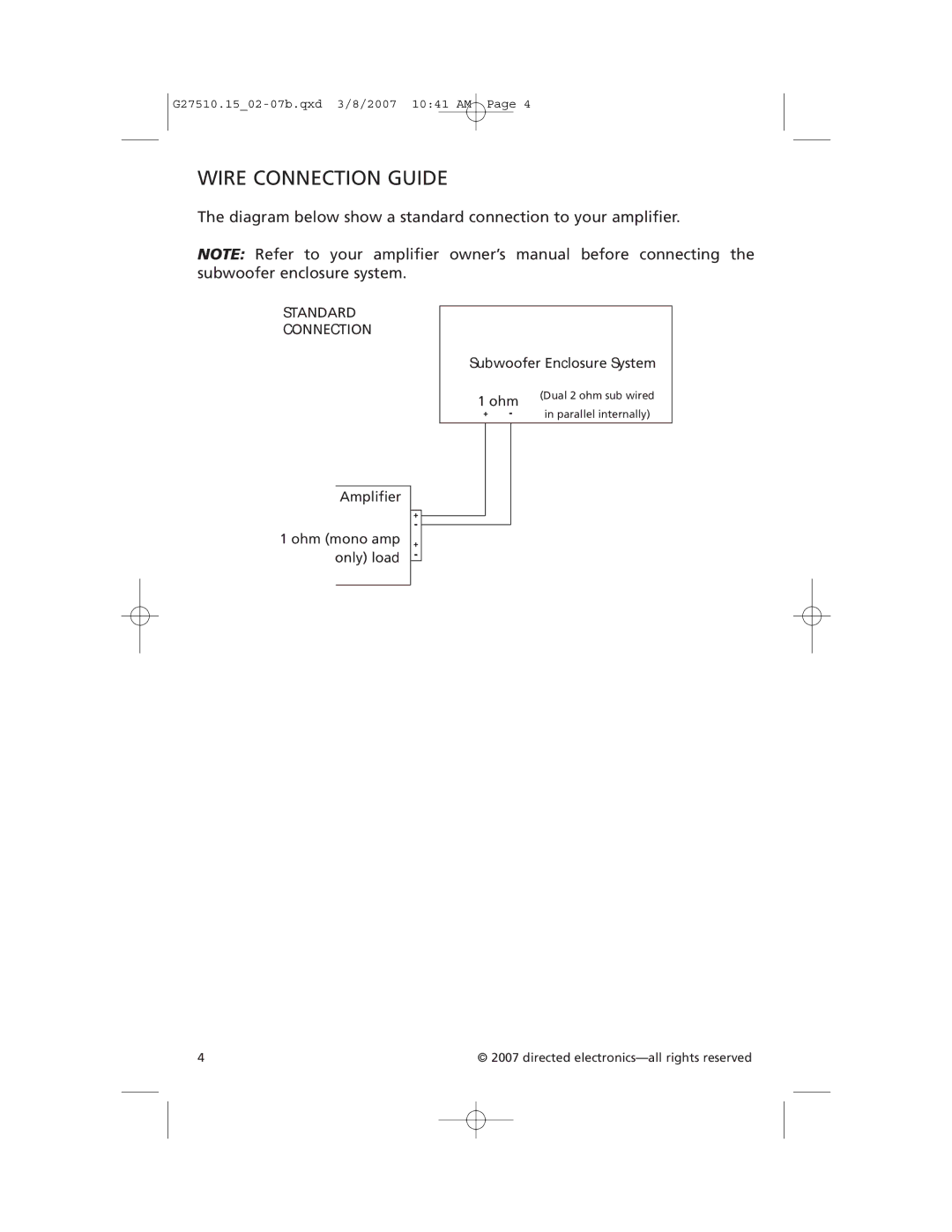 Orion BP-HP10D2, BP-HP12D2 manual Wire Connection Guide, Diagram below show a standard connection to your amplifier 