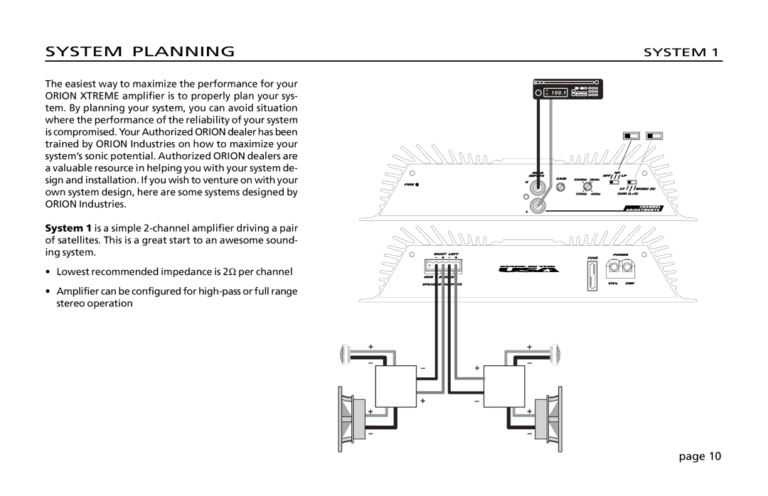 Orion Car Audio 200 owner manual System Planning 