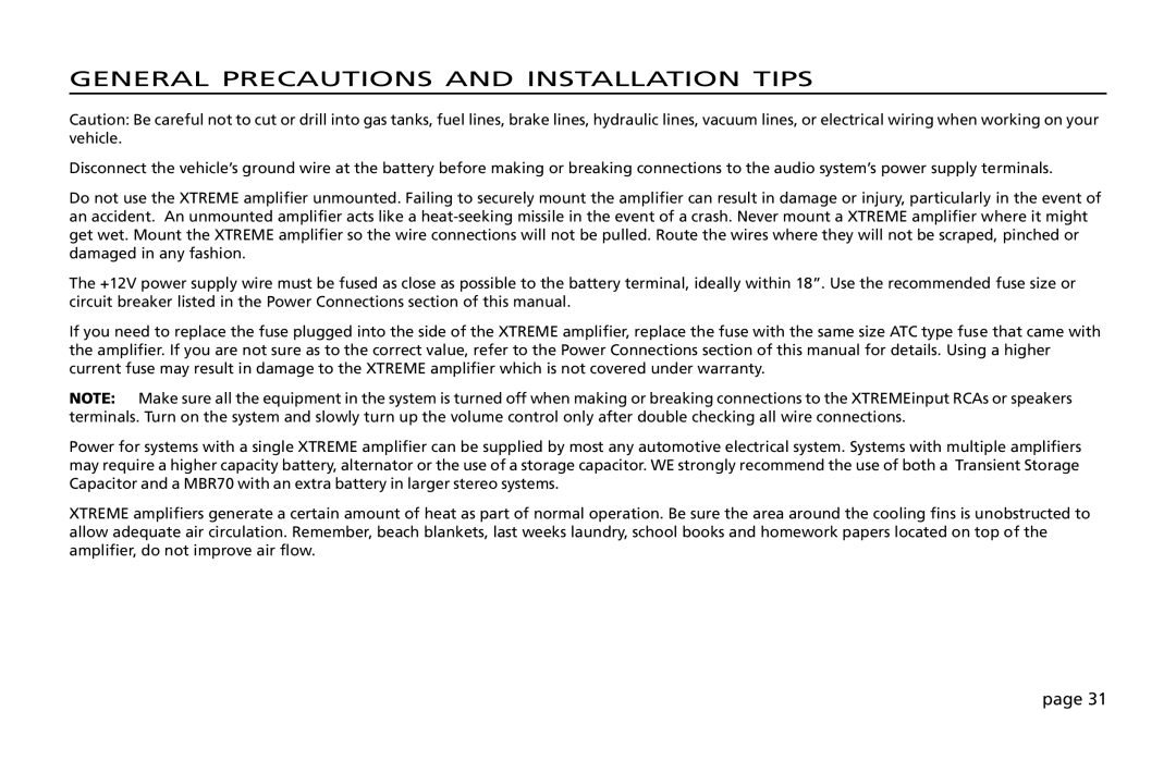 Orion Car Audio 200 owner manual General Precautions and Installation Tips 