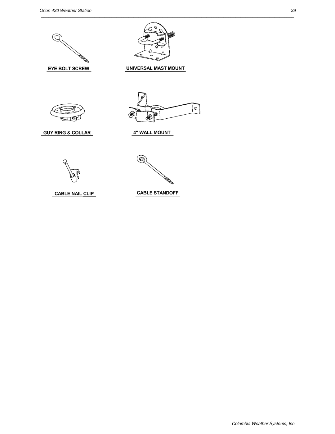 Orion Car Audio user manual Orion 420 Weather Station Columbia Weather Systems, Inc 