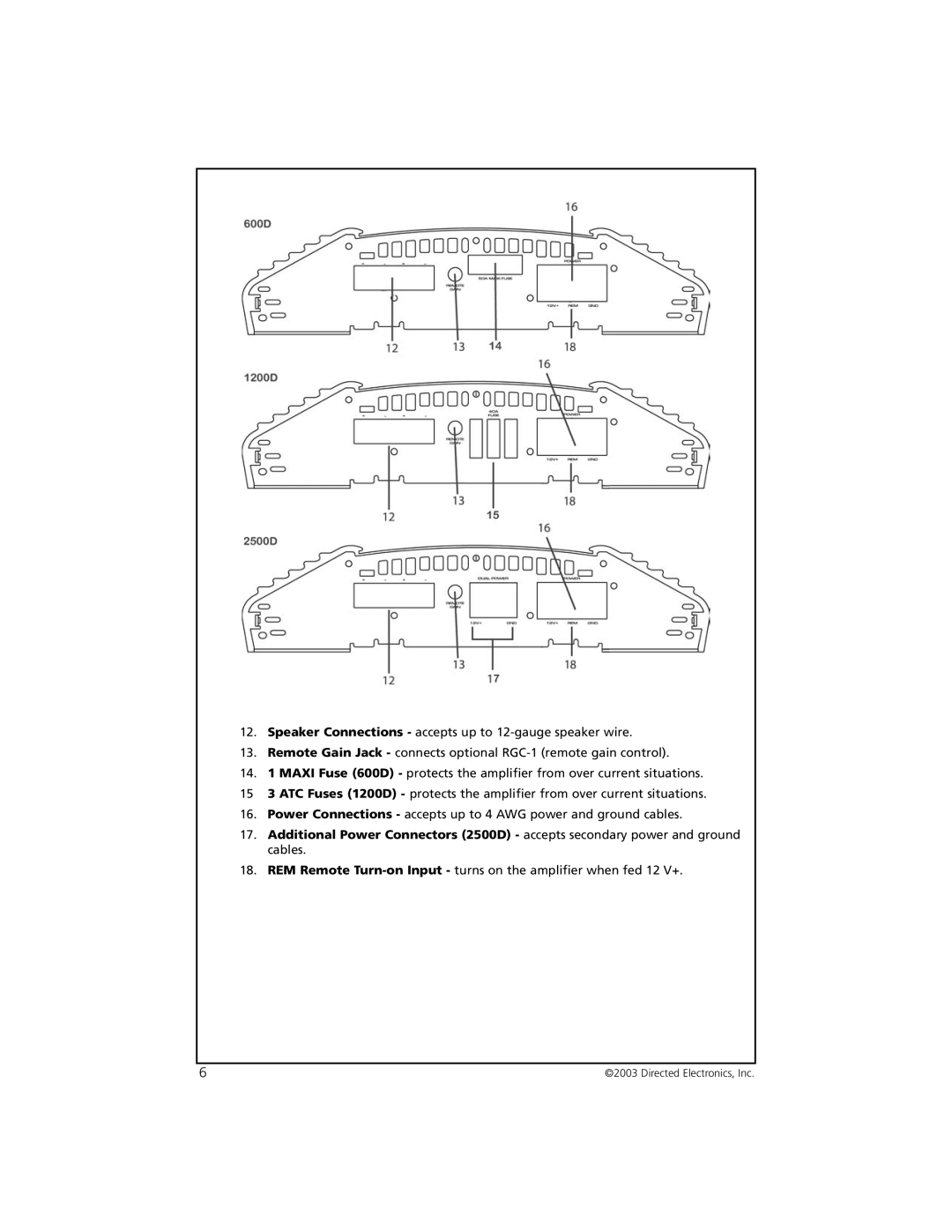 Orion Car Audio 2500D, 600D, 1200D manual Directed Electronics, Inc 