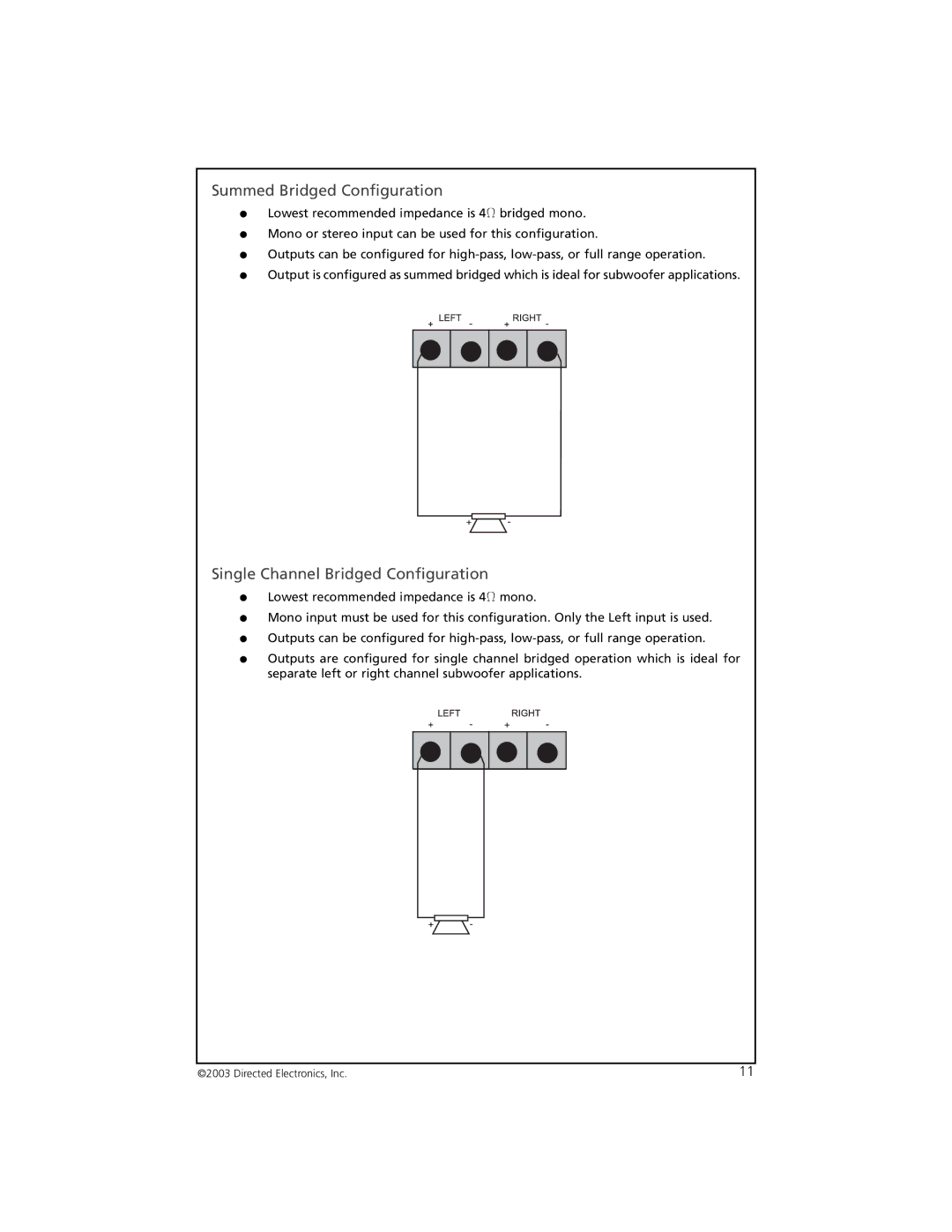 Orion Car Audio 8002 manual Summed Bridged Configuration 