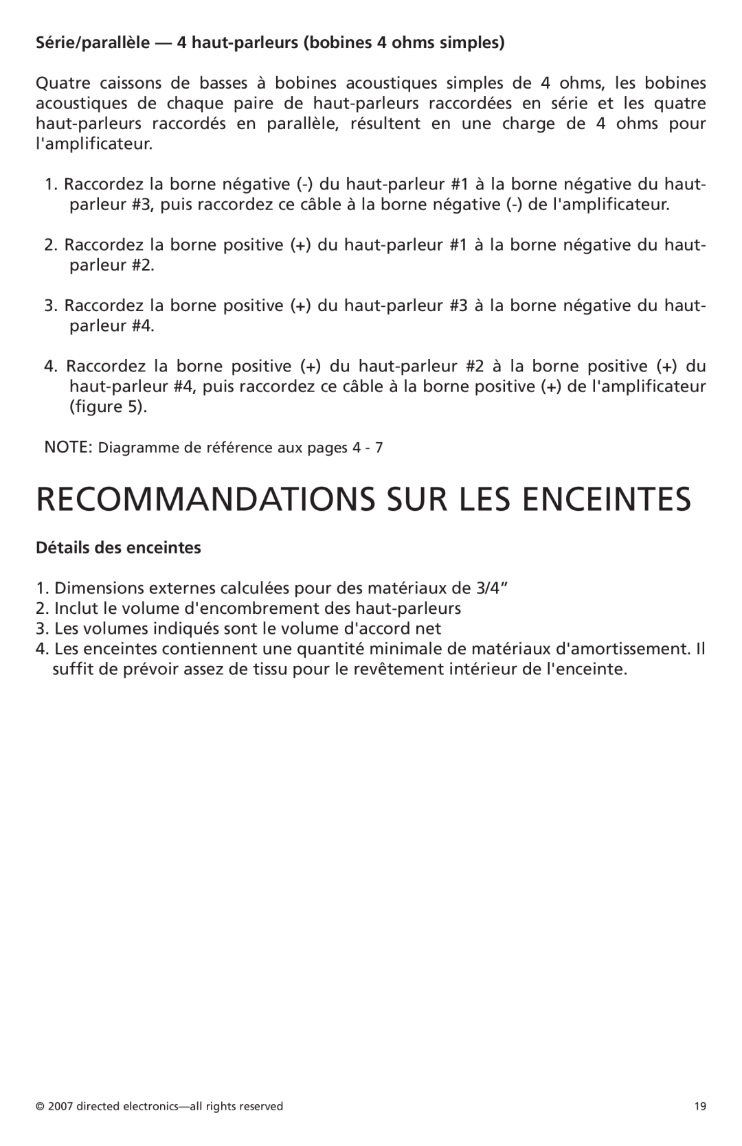Orion Car Audio CO104S, CO154S, CO124S owner manual Recommandations Sur Les Enceintes, Détails des enceintes 