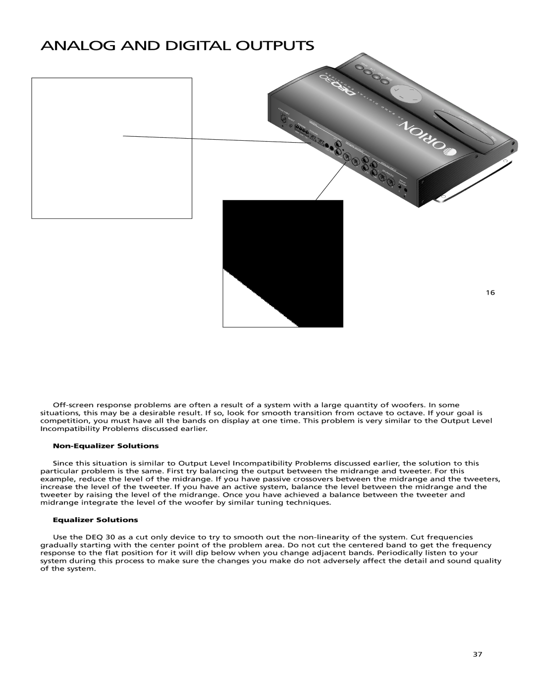 Orion Car Audio DEQ 30 manual Analog and Digital Outputs 