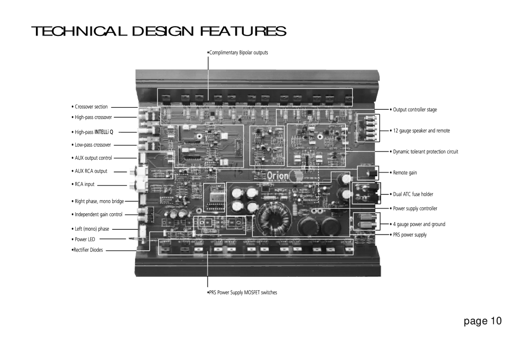 Orion Car Audio 250R & 275R, HCCA 225R, HCCA 250R, HCCA 275R owner manual Technical Design Features 