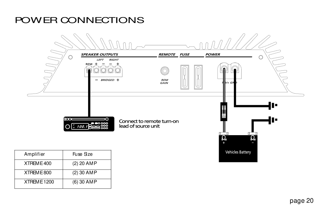 Orion Car Audio 250R & 275R, HCCA 225R, HCCA 250R, HCCA 275R owner manual Power Connections, Xtreme 