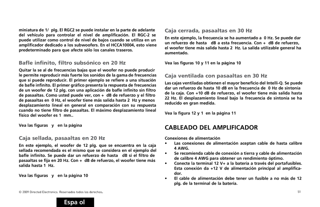 Orion Car Audio HCCA10004, HCCA10002 owner manual Cableado DEL Amplificador, AflefinfinitoNfiltroosubsønicoøen  Z 