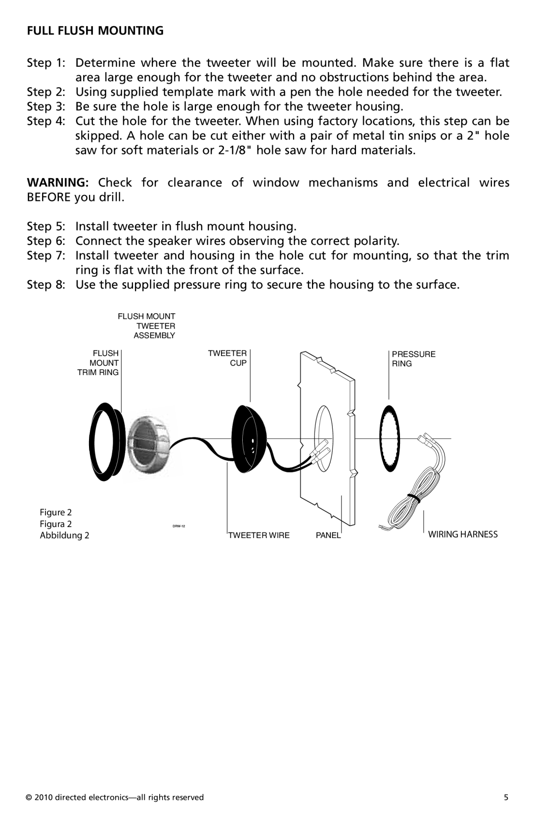 Orion Car Audio HCCA1002 owner manual Full Flush Mounting, Figura Abbildung 