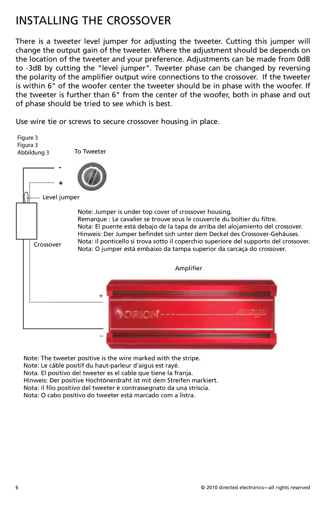 Orion Car Audio HCCA1002 owner manual Installing the Crossover, Figura 