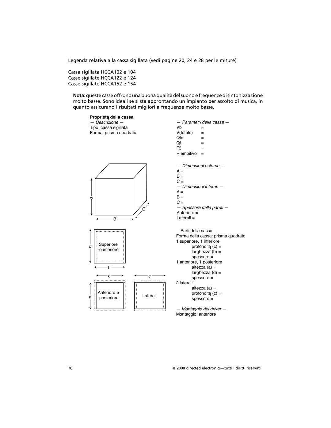 Orion Car Audio HCCA152, HCCA122, HCCA154, HCCA102, HCCA104, HCCA124 owner manual Directed electronics-tutti i diritti riservati 