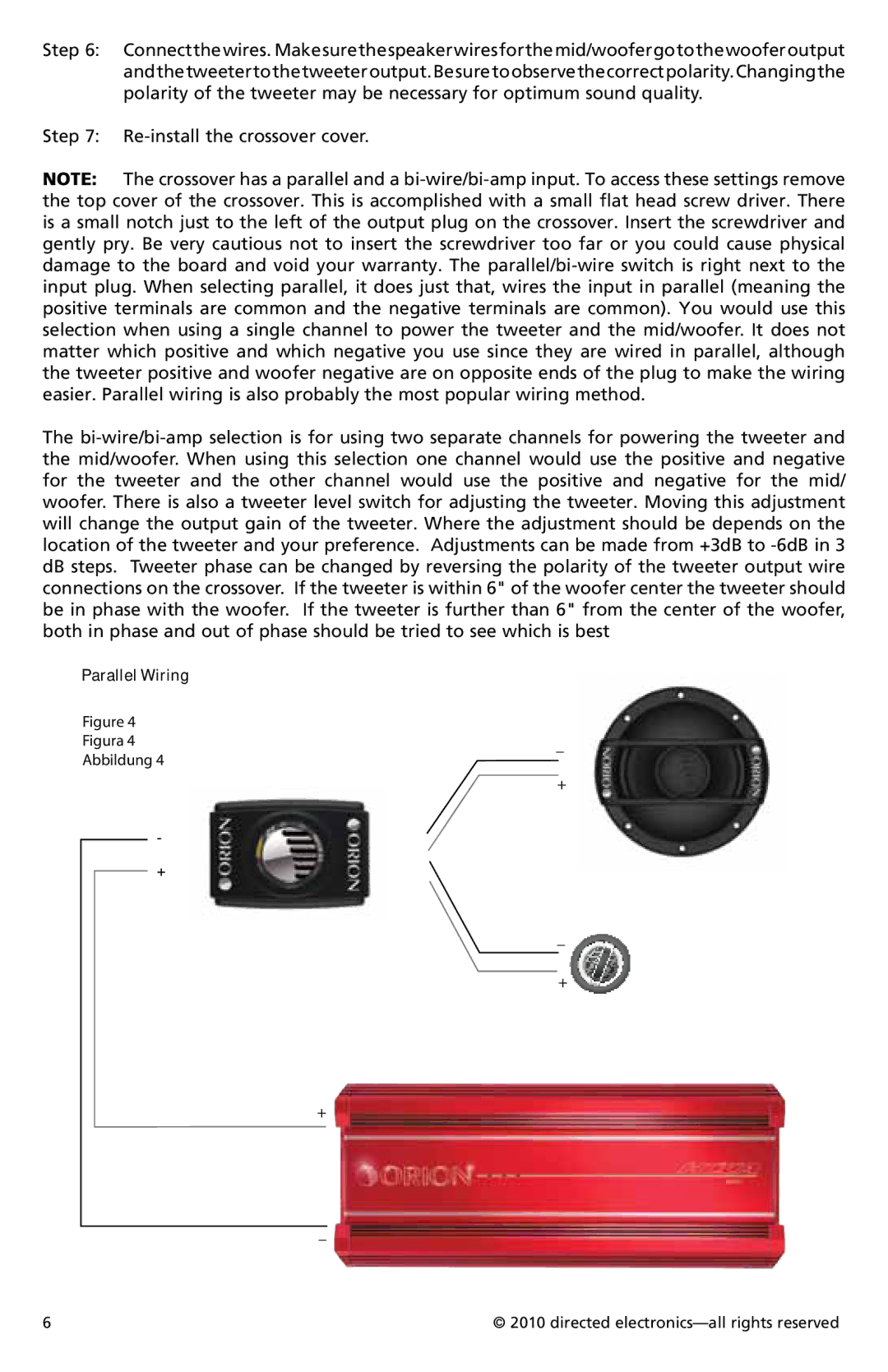 Orion Car Audio HCCA52, HCCA62 owner manual Parallel Wiring 