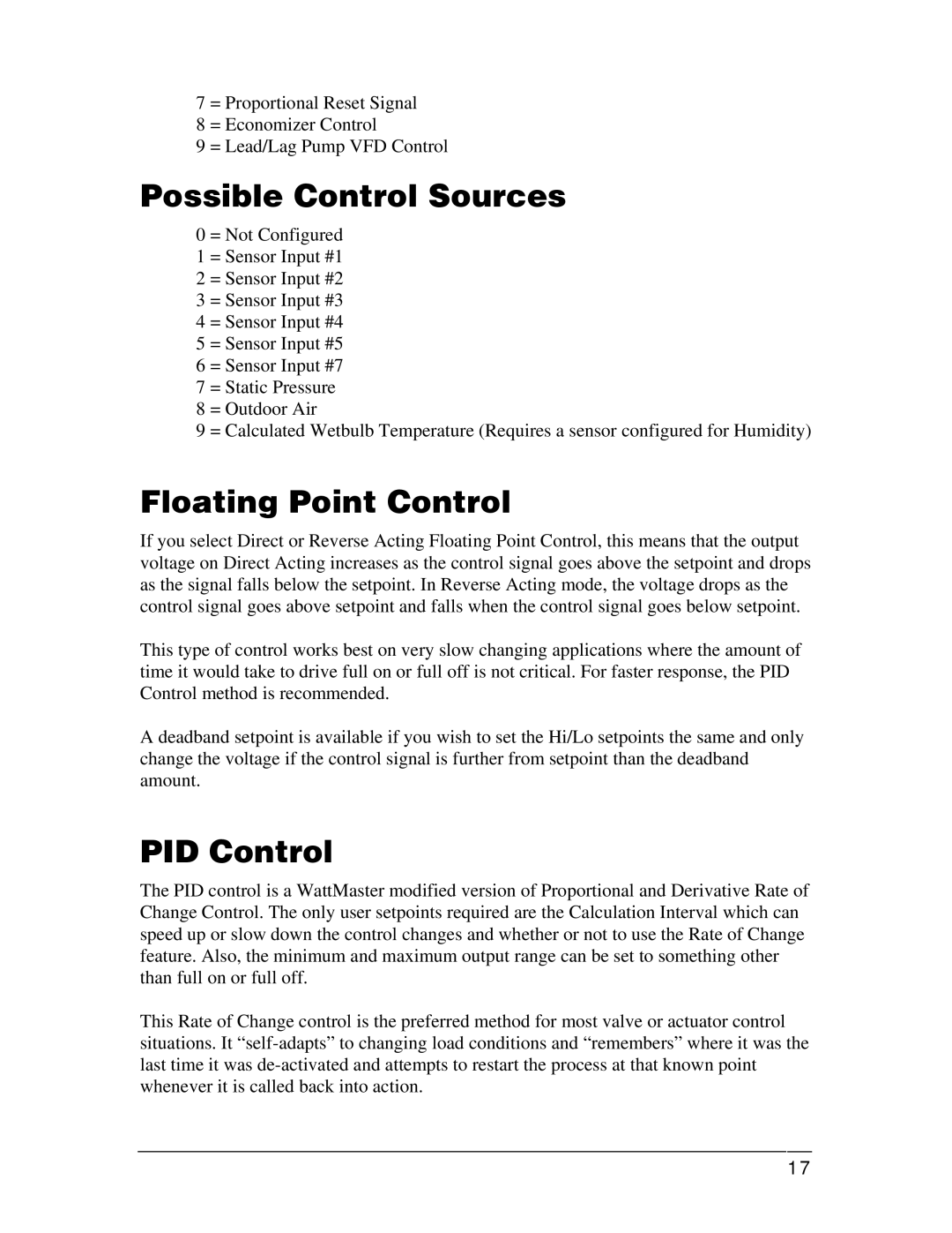 Orion Car Audio OE331-21 manual Possible Control Sources, Floating Point Control, PID Control 