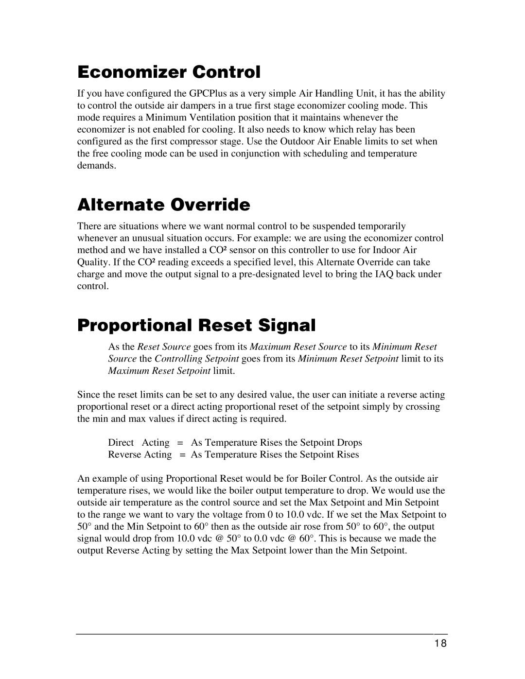 Orion Car Audio OE331-21 manual Economizer Control, Alternate Override, Proportional Reset Signal 