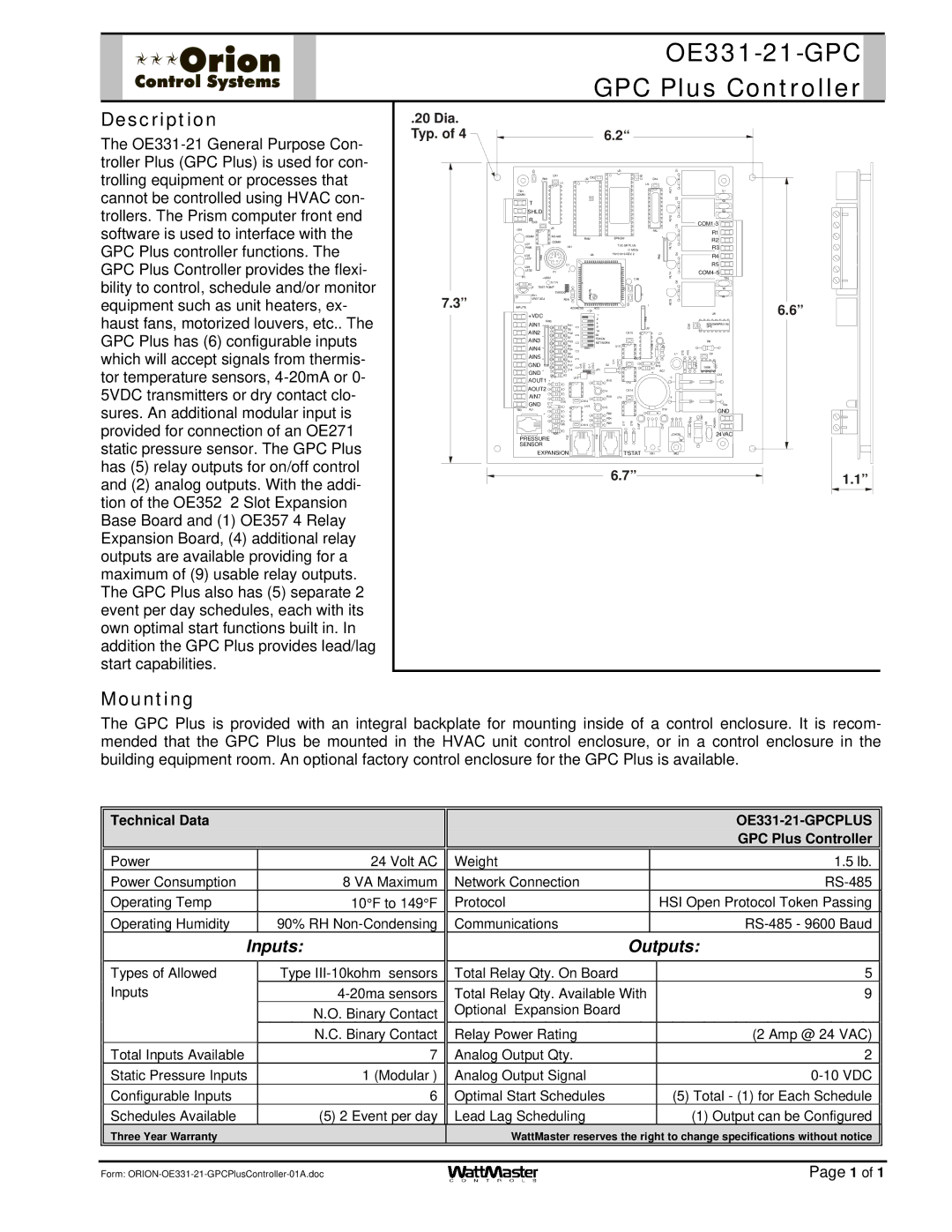 Orion Car Audio manual OE331-21-GPC 