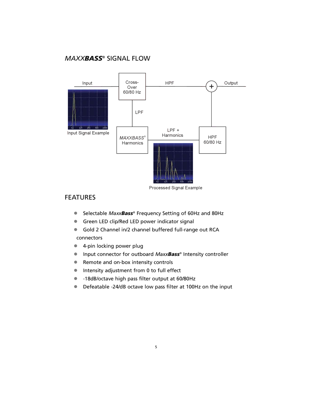 Orion Car Audio ORION MaxxBass manual Maxxbass Signal Flow, Features 