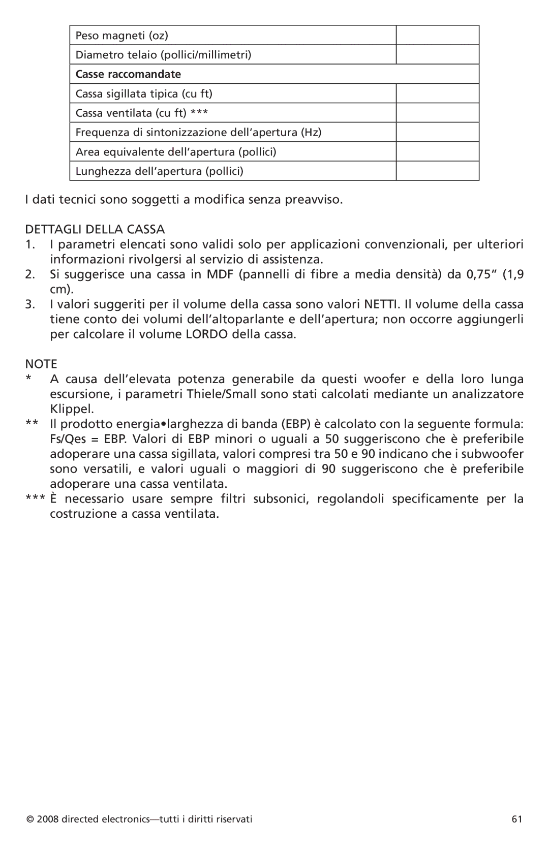 Orion Car Audio XTR122, XTR154, XTR152, XTR124 Dati tecnici sono soggetti a modifica senza preavviso, Casse raccomandate 