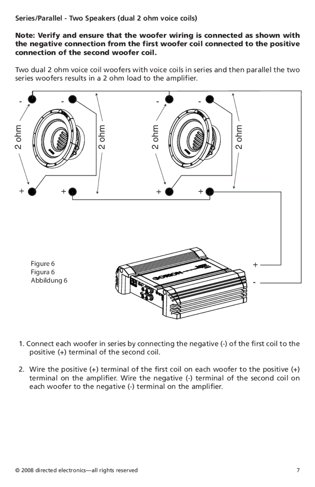 Orion Car Audio XTR152, XTR154, XTR122, XTR124, XTR104, XTR102 Ohm, Series/Parallel Two Speakers dual 2 ohm voice coils 